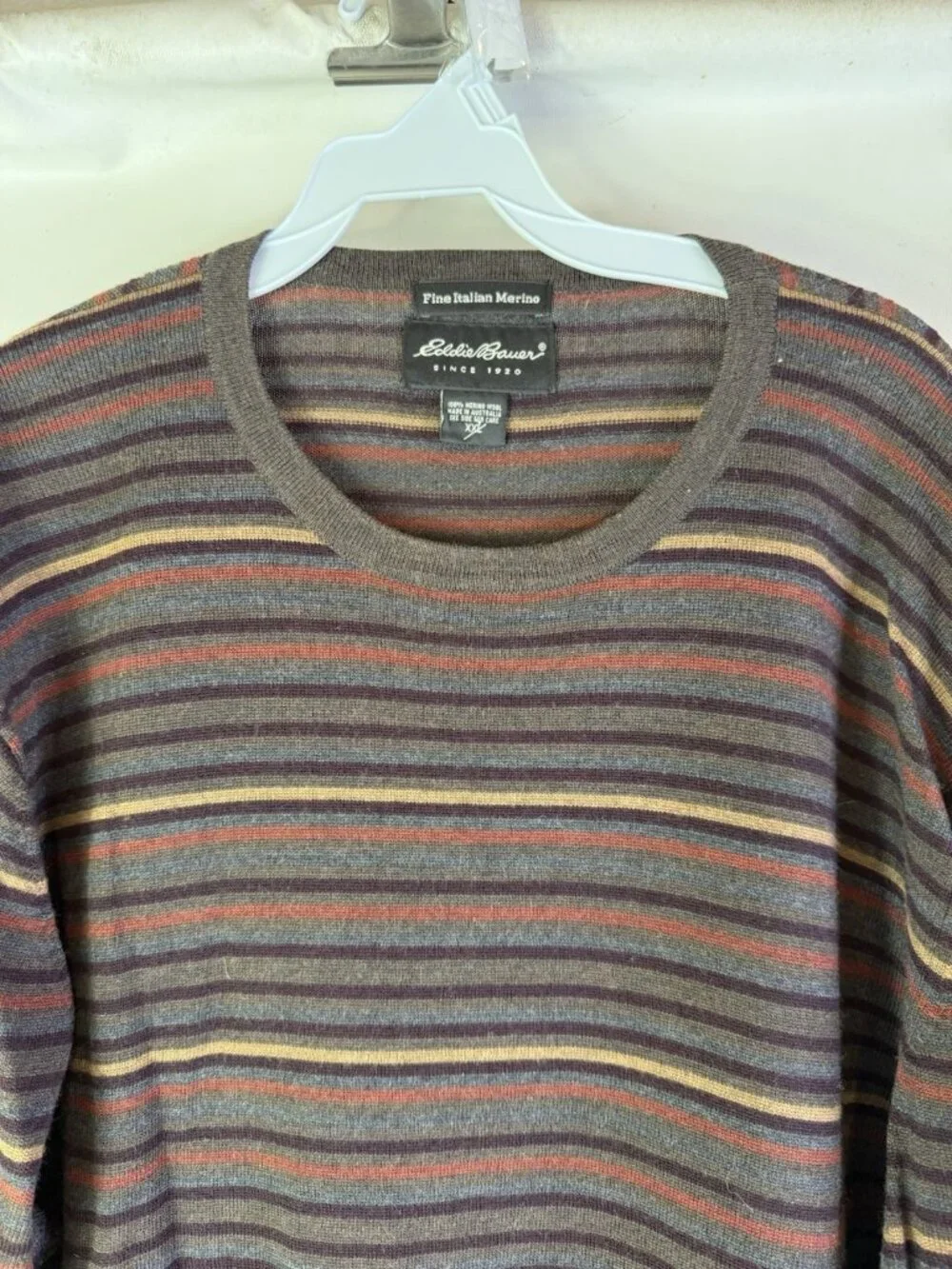Vintage 90s Eddie Bauer Sweater Merino Wool Rainbow Stripe